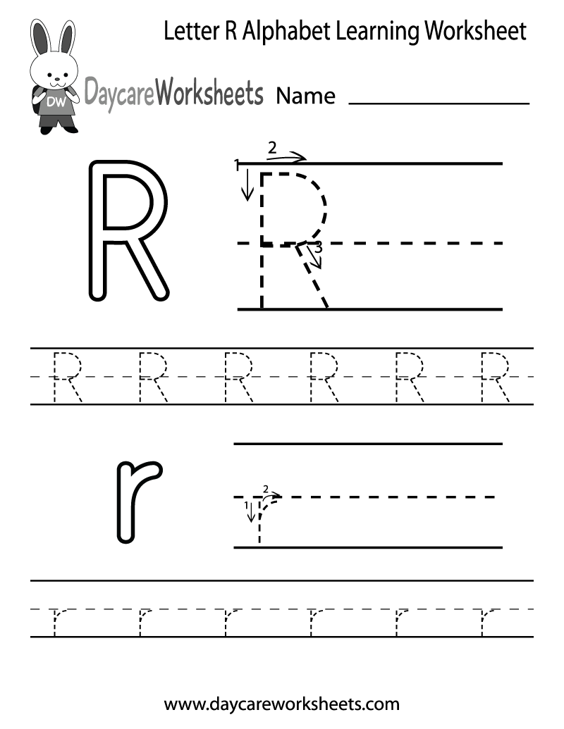 Free Printable Letter R Alphabet Learning Worksheet For Preschool