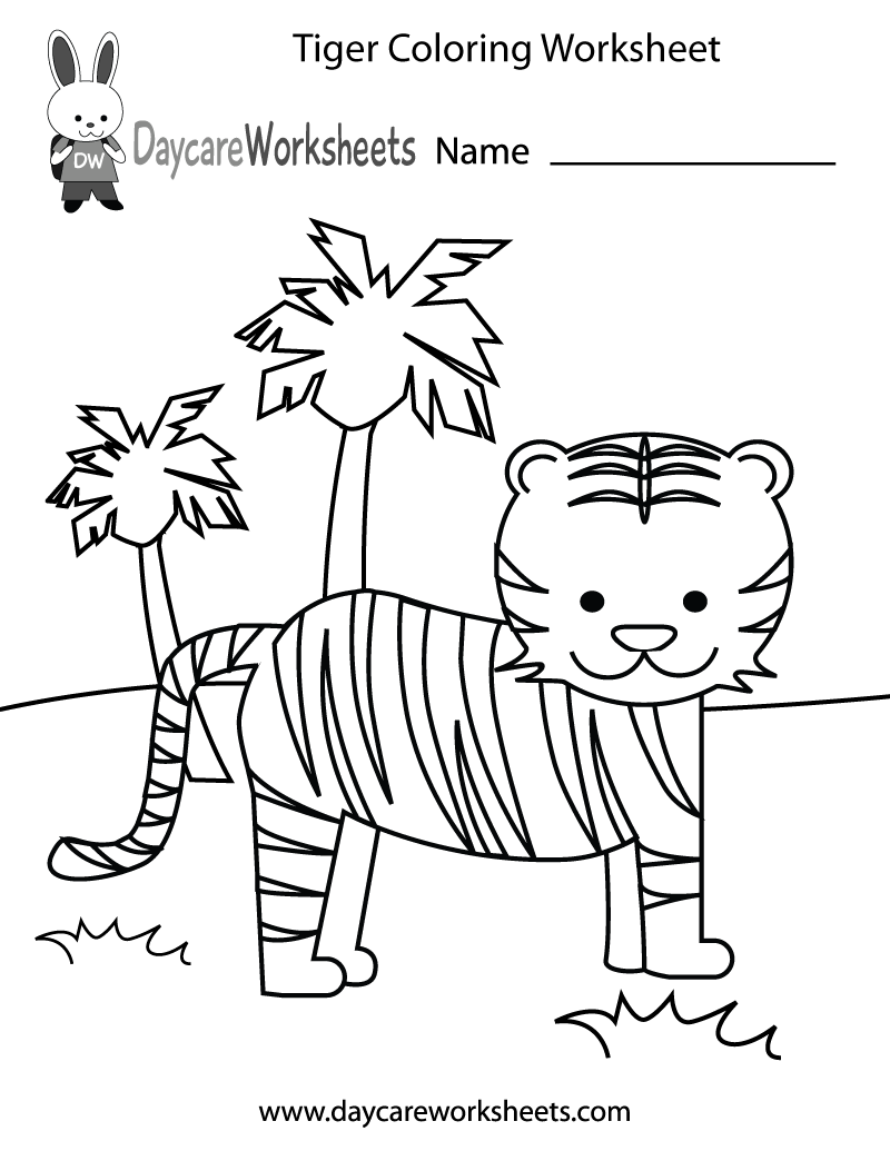 Free Preschool Tiger Coloring Worksheet