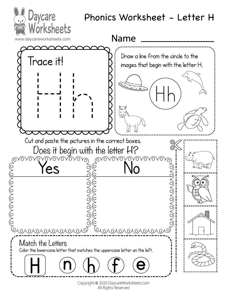Preschool Worksheet Letter H