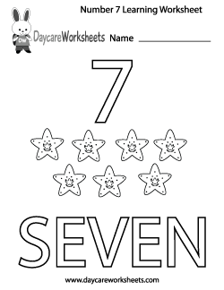 Preschool Number Seven Learning Worksheet