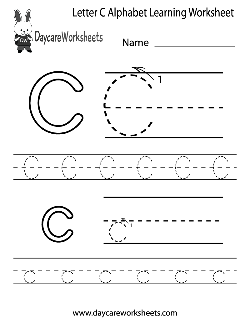 Free Printable Letter C Alphabet Learning Worksheet For Preschool