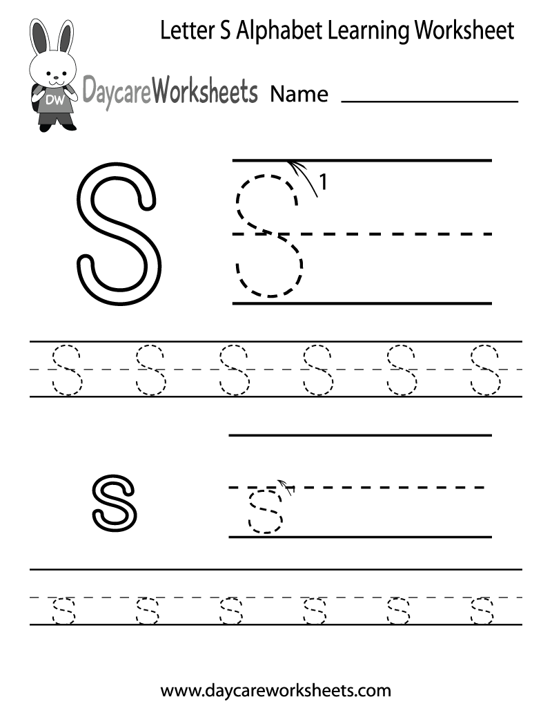 Pre Kindergarten Letter S Worksheets