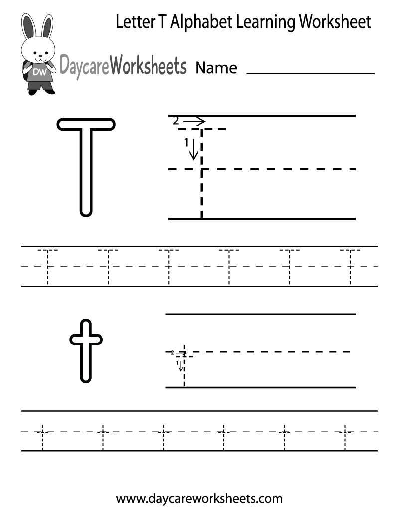 letter-t-alphabet-learning-worksheet-printable Free Alphabet Printable Letter T Learning for Worksheet