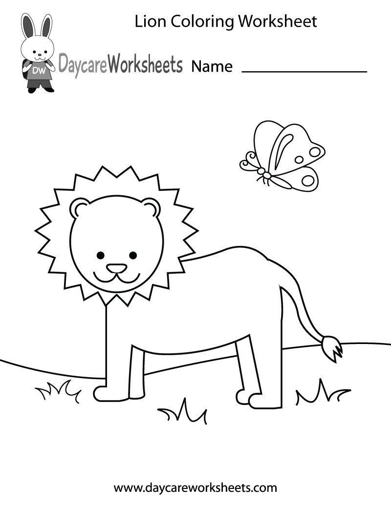 Download Free Preschool Lion Coloring Worksheet