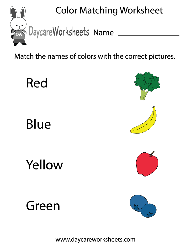 Preschool Color Matching Worksheet Printable