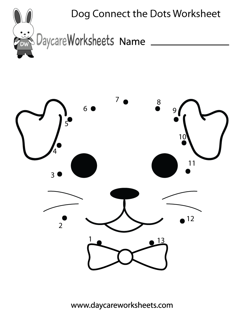 Free Preschool Dog Connect the Dots Worksheet