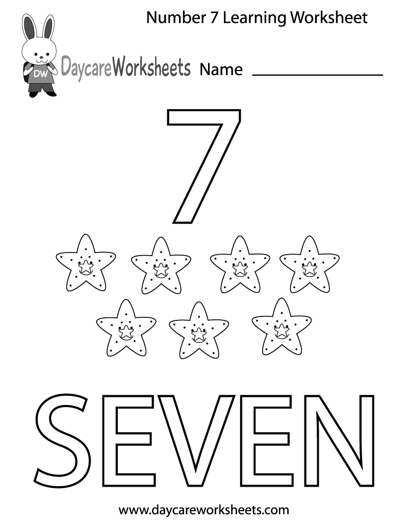Number 7 Worksheet For Kindergarten