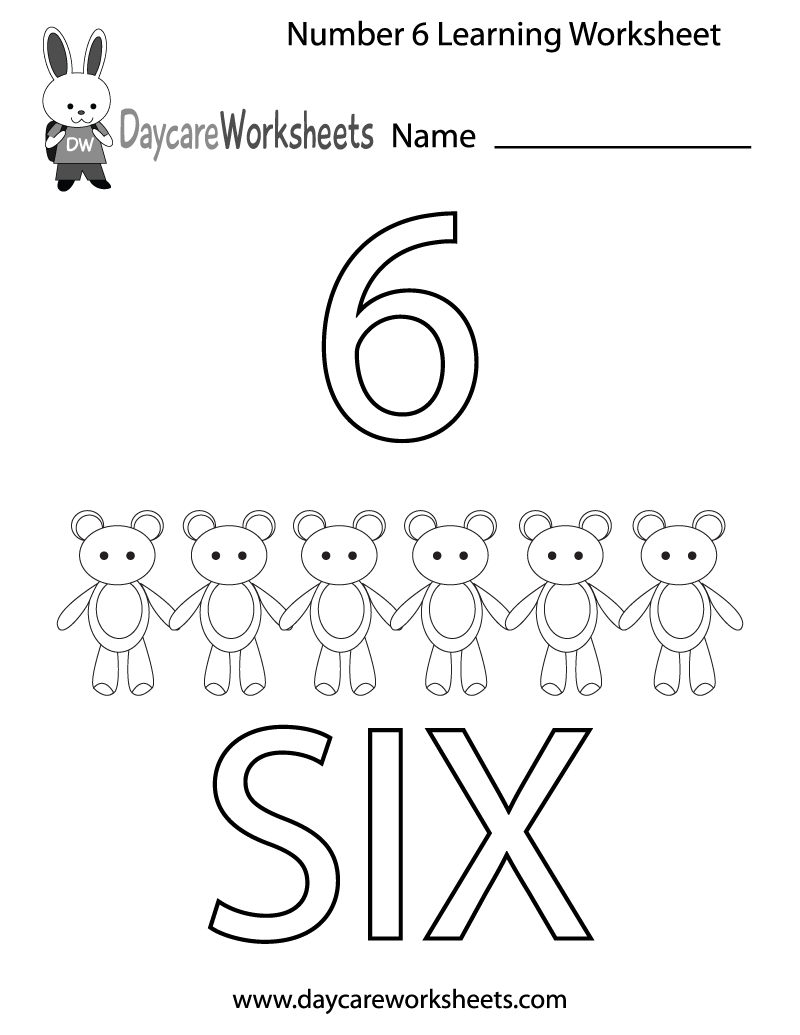 Number 6 Worksheet Preschool