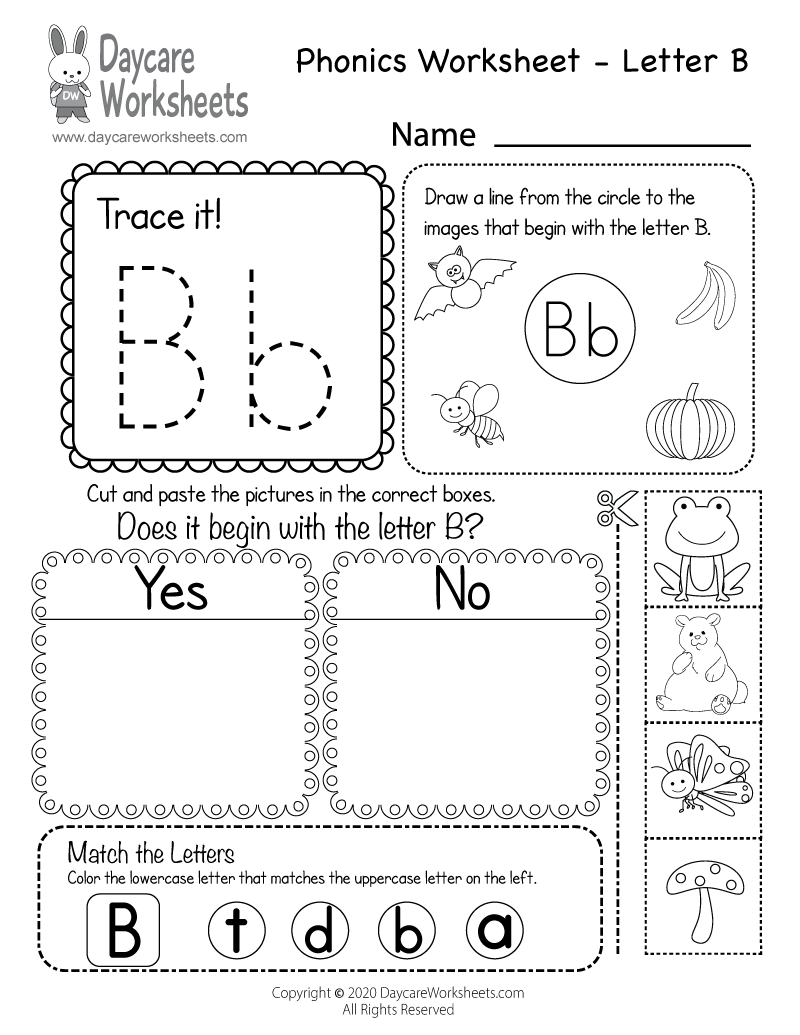 Letter B Sound Phonics Worksheets - Tree Valley Academy