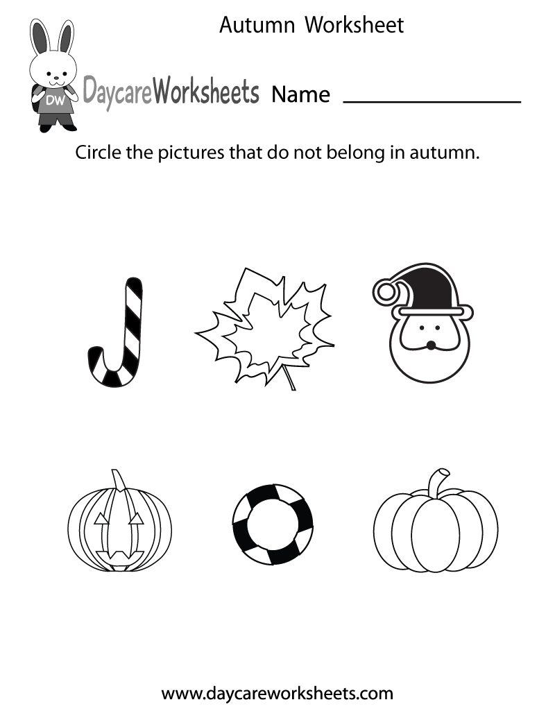 Free Preschool Autumn Worksheet