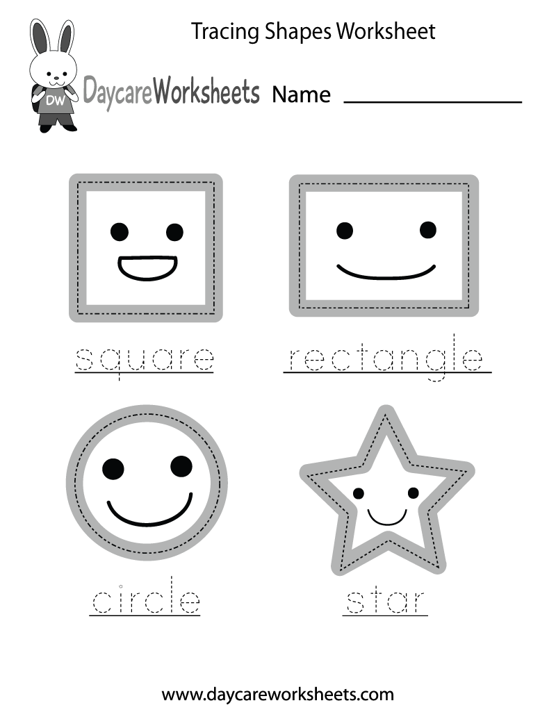 Shape Tracing Worksheet for Kindergarten, Preschool. Learn to Trace Shapes,  Montessori Activity, Easy Printable